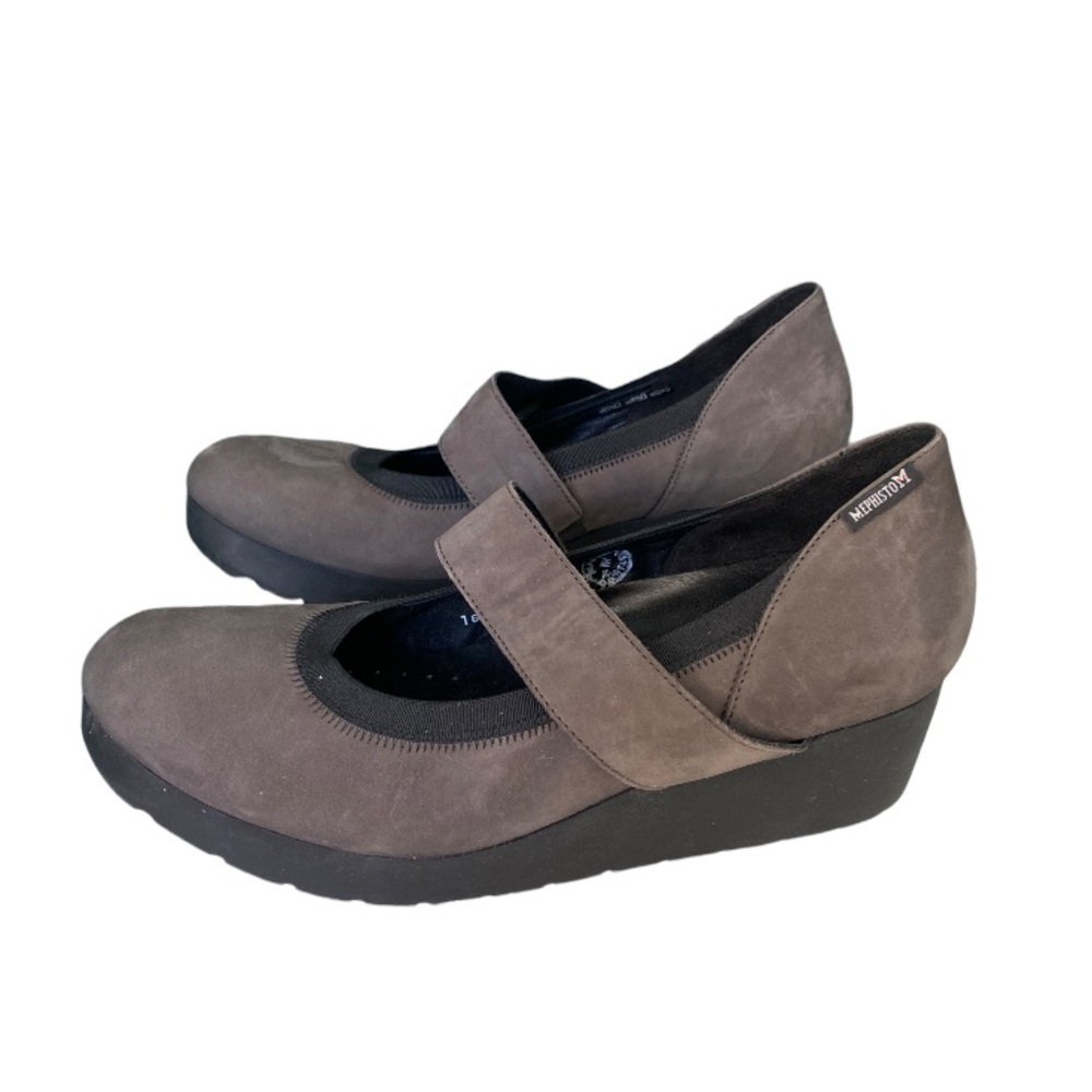 mephisto Tamara Style Strap Nubuk Wedge Heel Shoes Womens Size 9.5